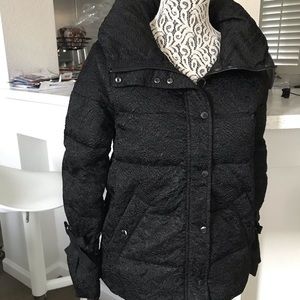 Zara Woman Jacquard Black Down Jacket Size XS NWT